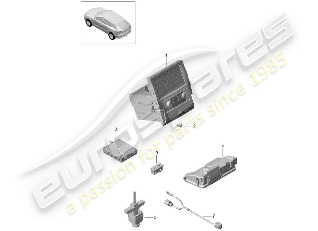 porsche 2018 (macan) unità operativa diagramma delle parti