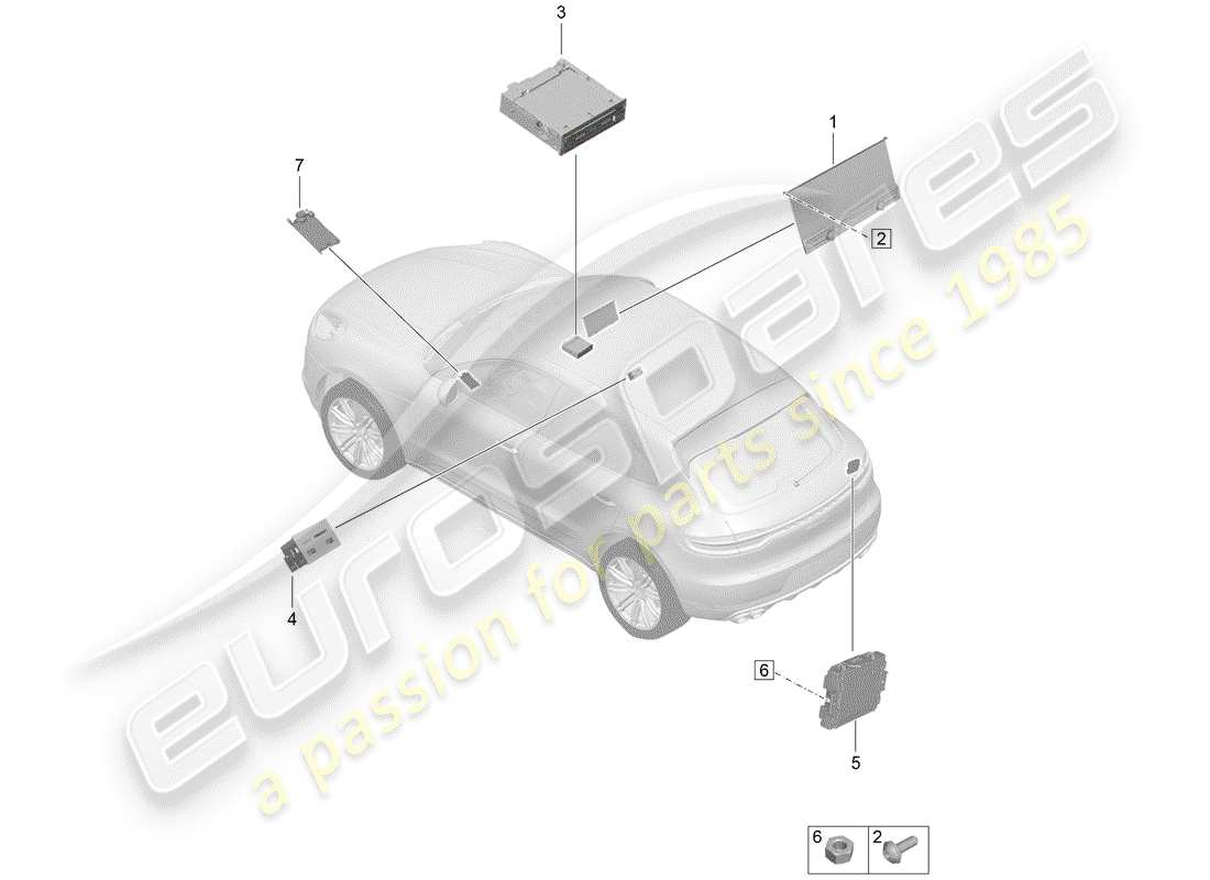 porsche 2019 (macan) schermo diagramma delle parti
