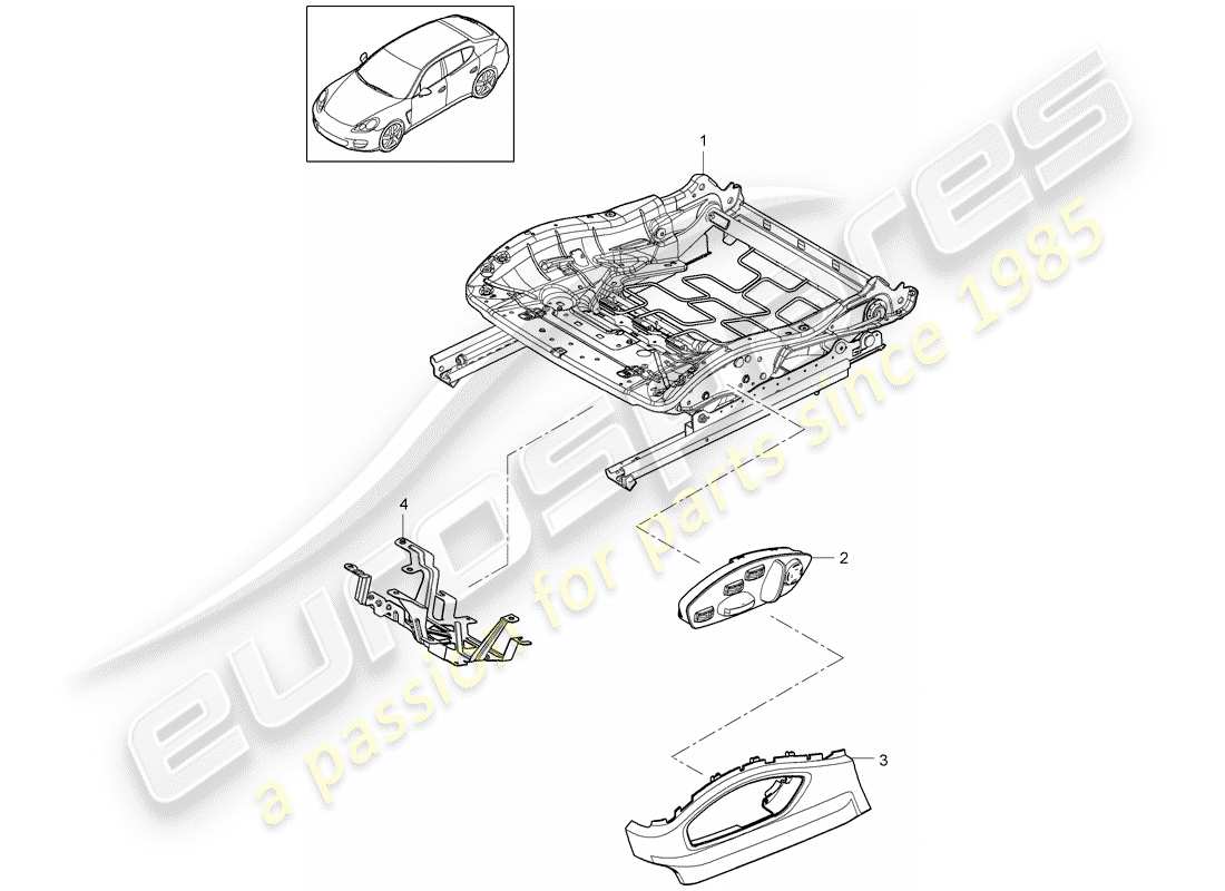 porsche 2011 (panamera 970) schema delle parti telaio del sedile