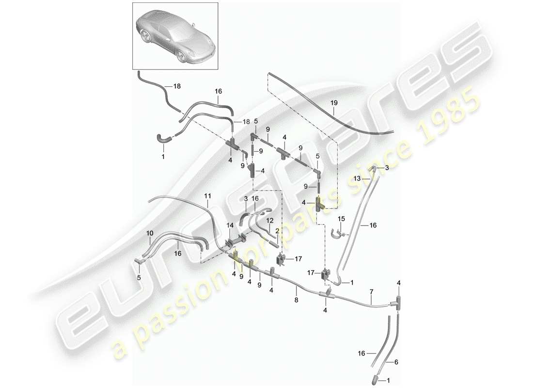 porsche 2015 (991-1) sistema di vuoto diagramma delle parti