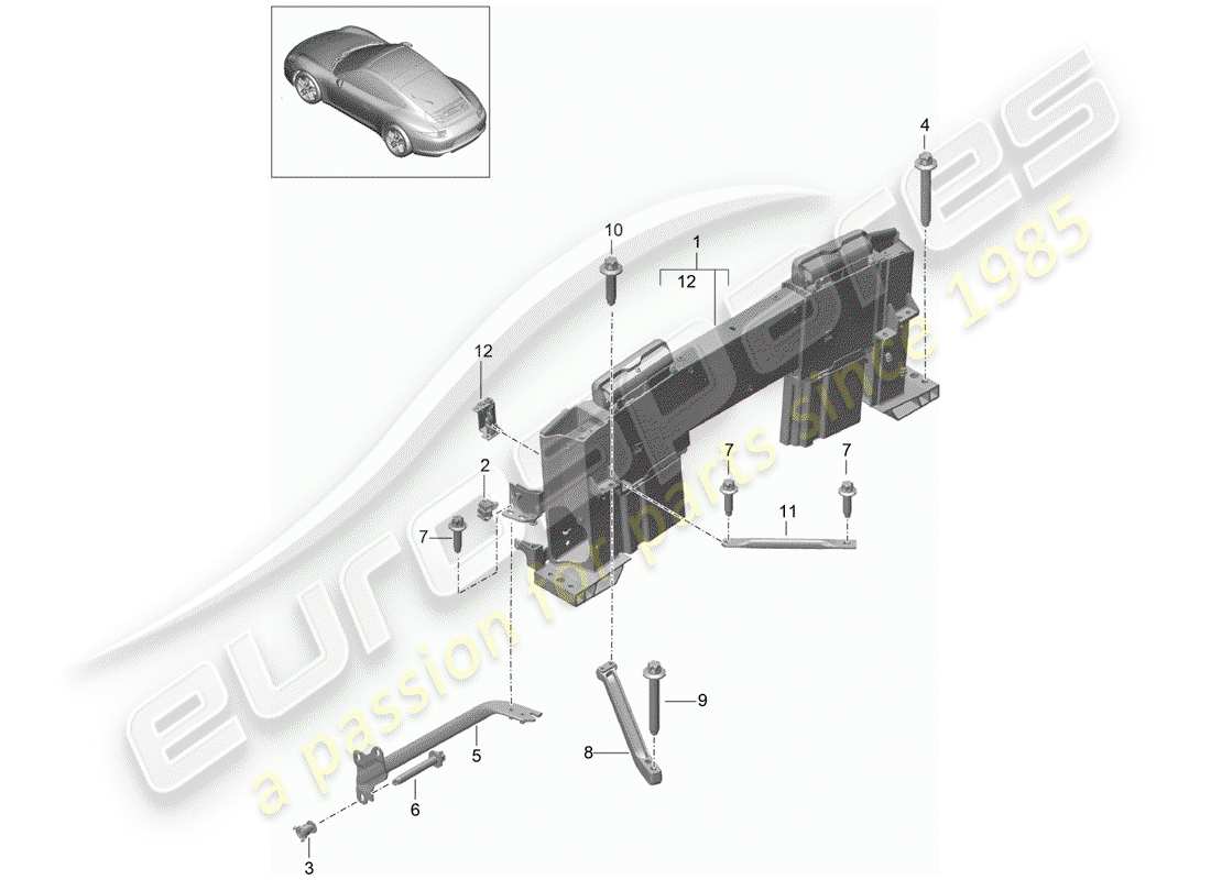 porsche 2013 (991-1) roll bar diagramma delle parti