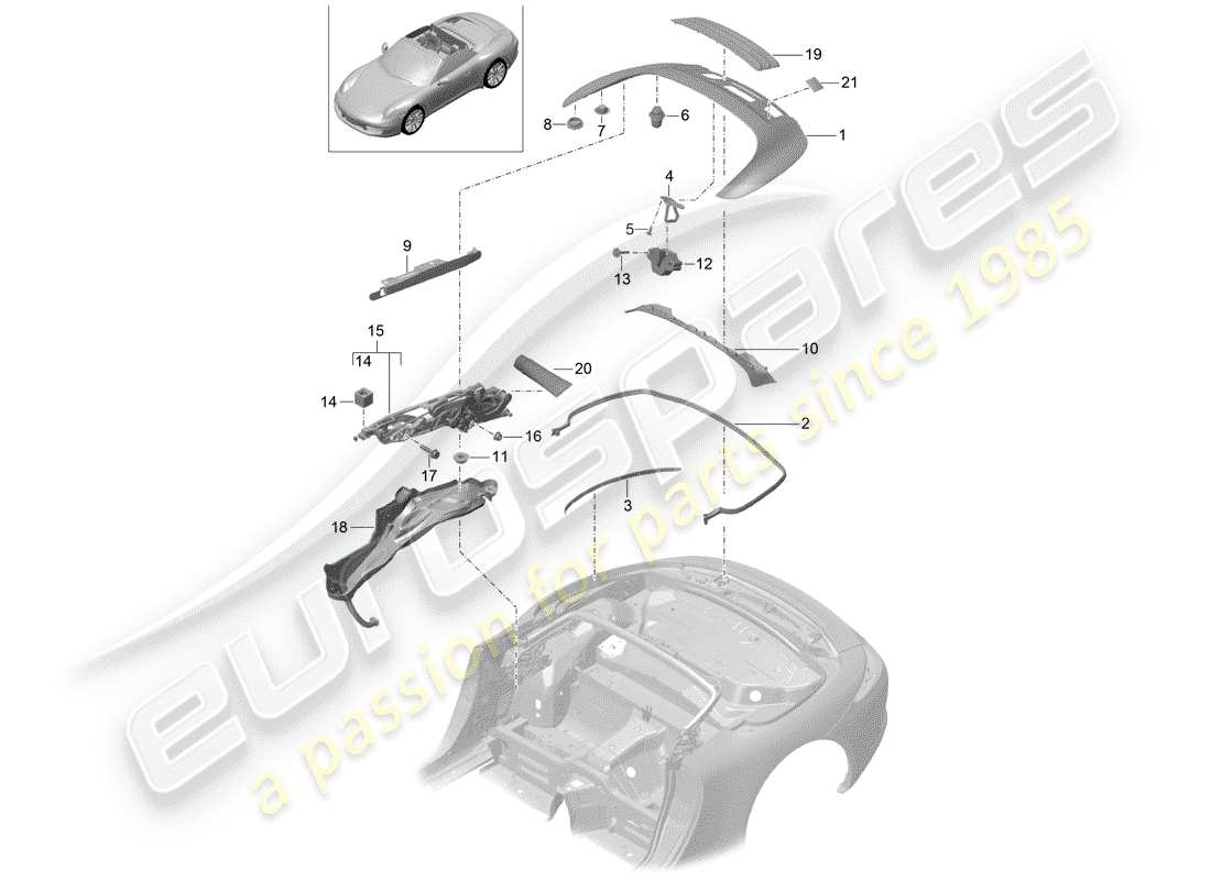 porsche 2014 (991-1) contenitore superiore diagramma delle parti