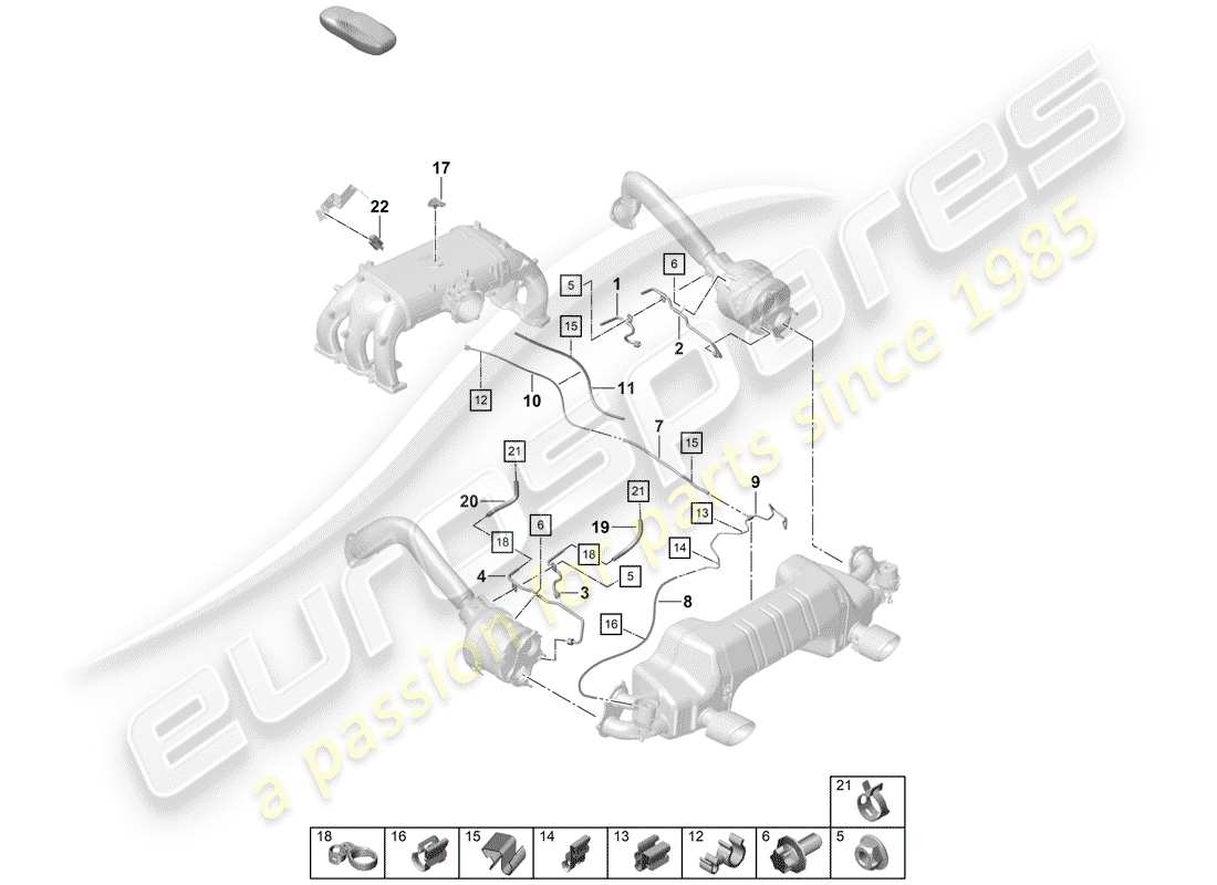porsche 2019 (718 boxster spyder) filtro antiparticolato benzina schema delle parti