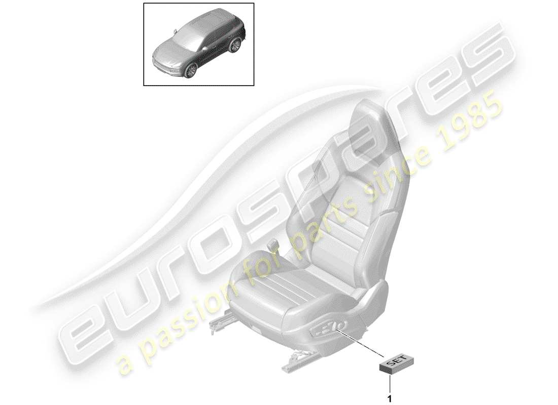 porsche 2020 (cayenne e3 9ya/9yb) kit di riparazione sedile passeggero schema delle parti