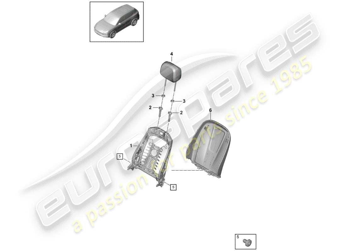 porsche 2020 (cayenne e3 9ya/9yb) telaio - schienale diagramma delle parti