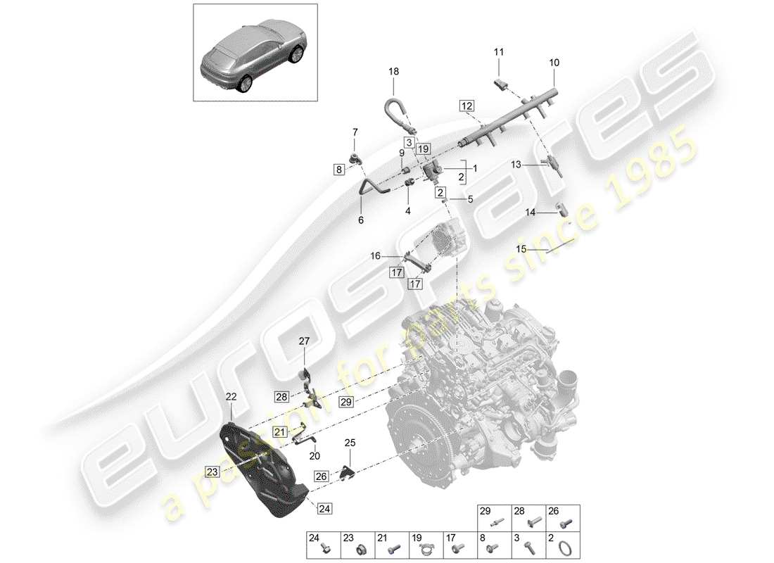 porsche 2019 (macan) tubo di raccolta carburante diagramma delle parti
