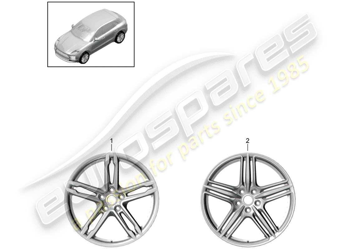 porsche 2019 (macan) cerchio in lega diagramma delle parti