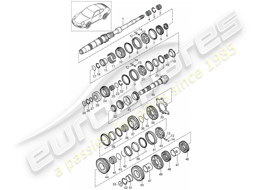 porsche 2011 (997-2) ingranaggi e alberi diagramma delle parti