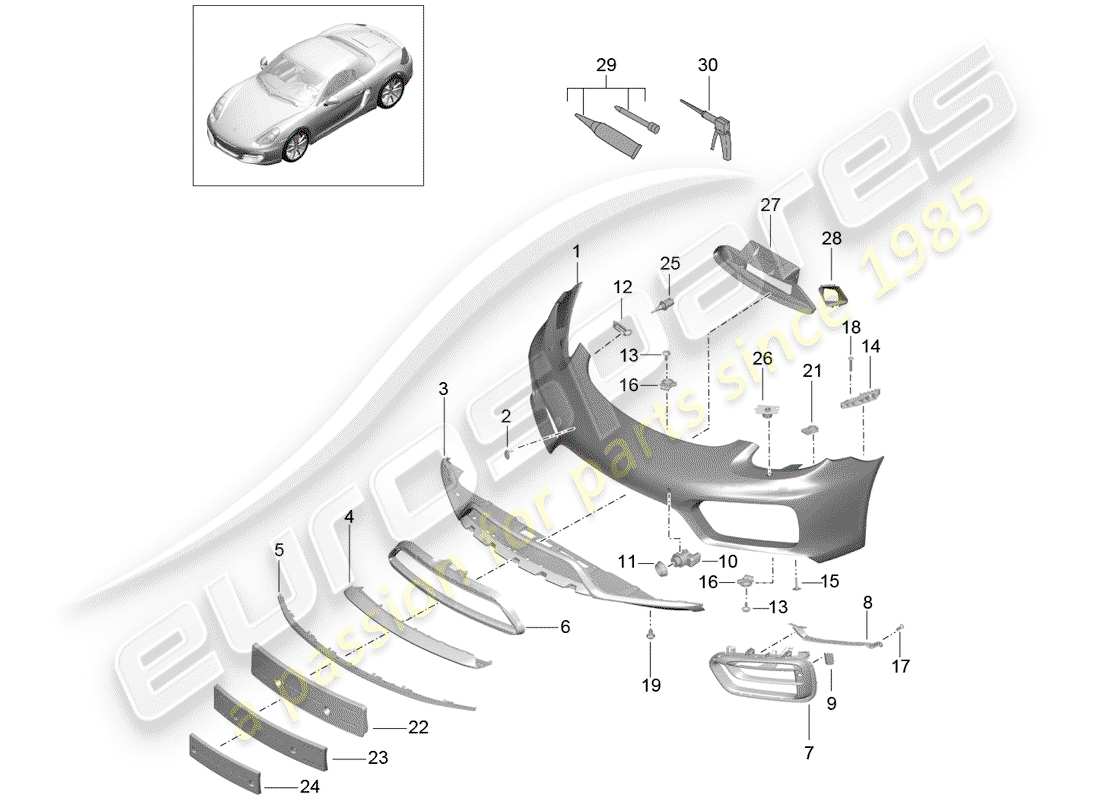 porsche 2014 (981 cayman) paraurti diagramma delle parti