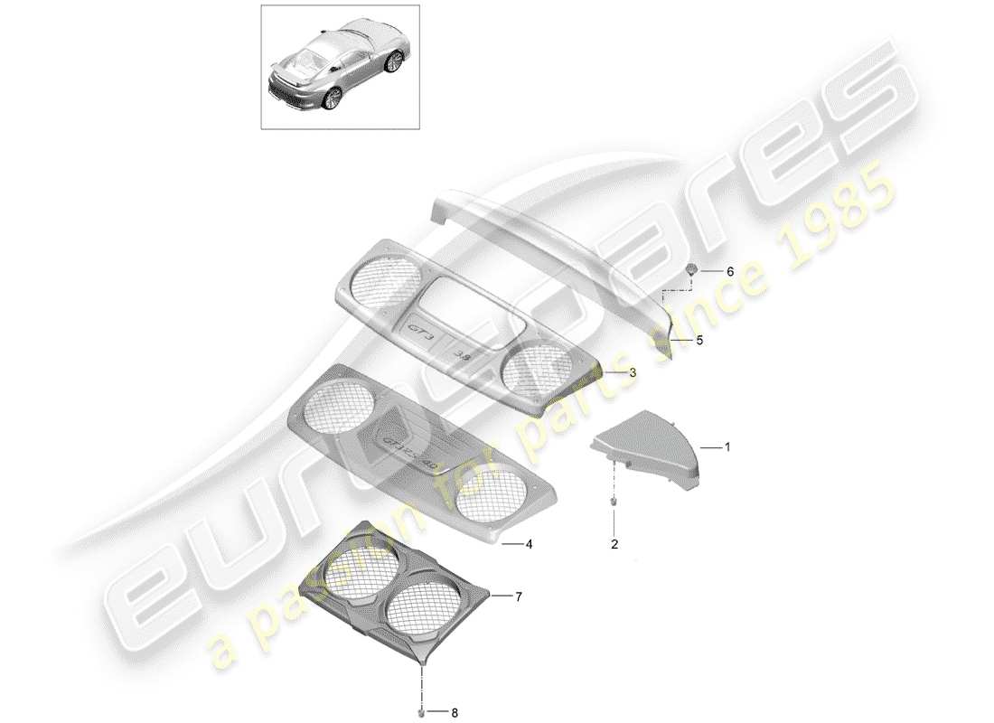 porsche 2014 (991-1 r/gt3/rs) liner diagramma delle parti