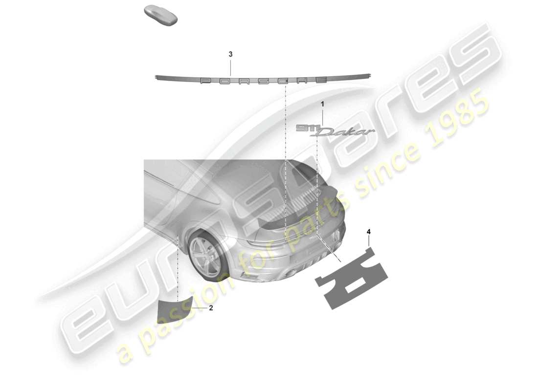 porsche 2019 (992-1) iscrizione posteriore diagramma delle parti