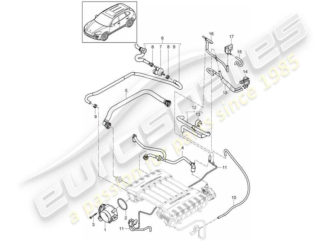 porsche 2013 (cayenne e2 92a) schema delle parti corpo farfallato