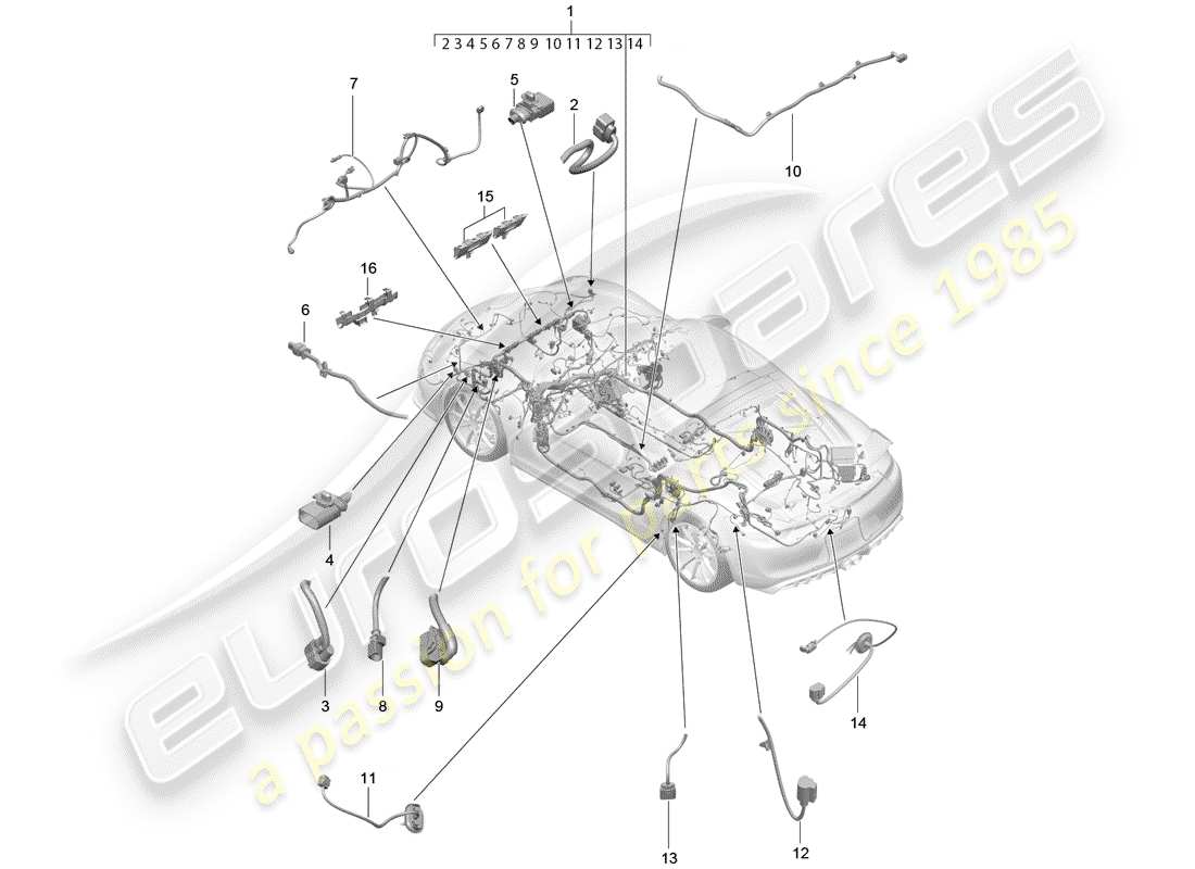 porsche 2016 (981 cayman gt4) cablaggi elettrici schema delle parti