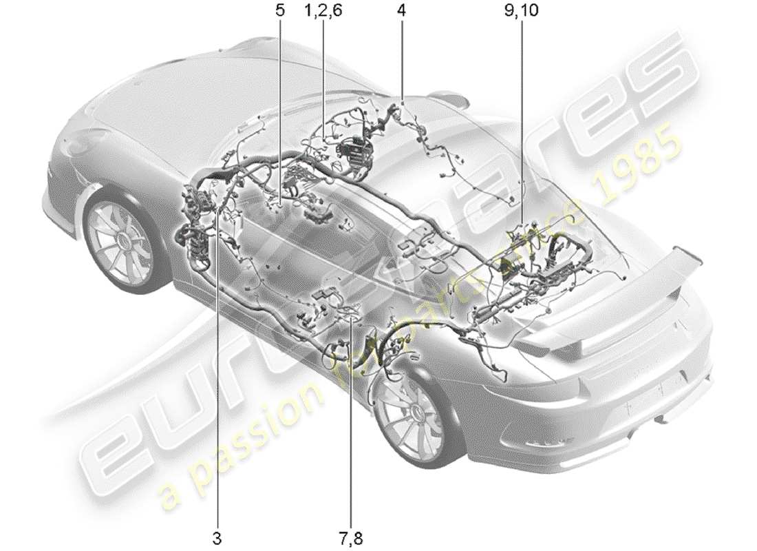 porsche 2020 (991-2 r/gt3/rs) cablaggi diagramma delle parti