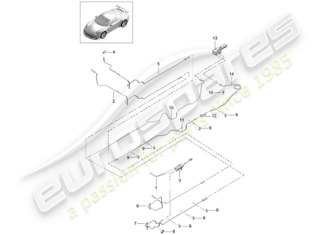 porsche 2019 (991-2 r/gt3/rs) frizione idraulica diagramma delle parti