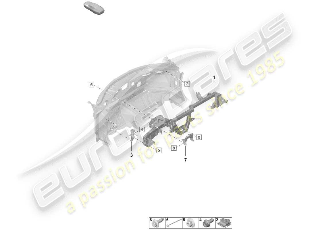 porsche 2019 (992-1) staffa cruscotto schema delle parti