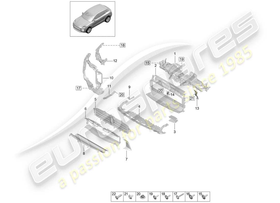 porsche 2020 (macan) staffa schema delle parti