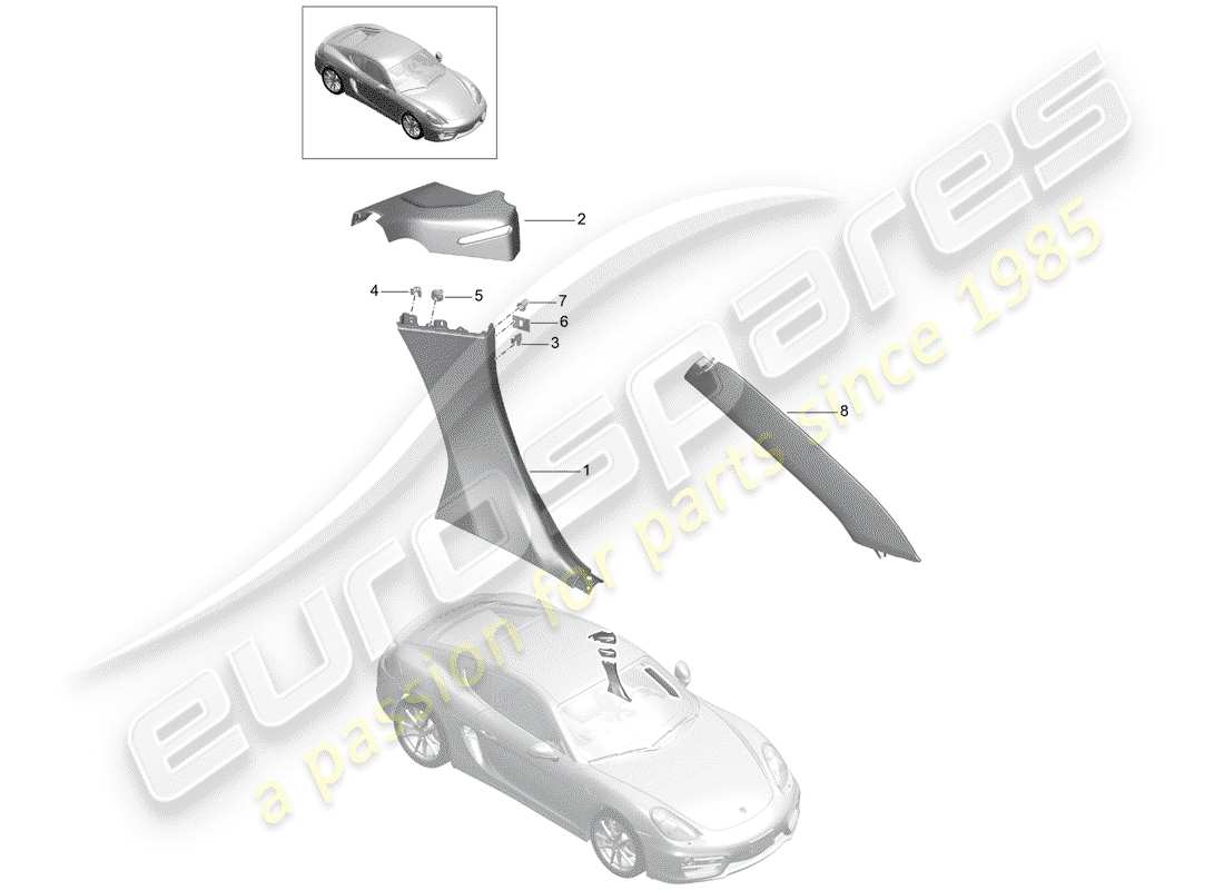 porsche 2015 (981 cayman) pannello di rivestimento quartiere diagramma delle parti