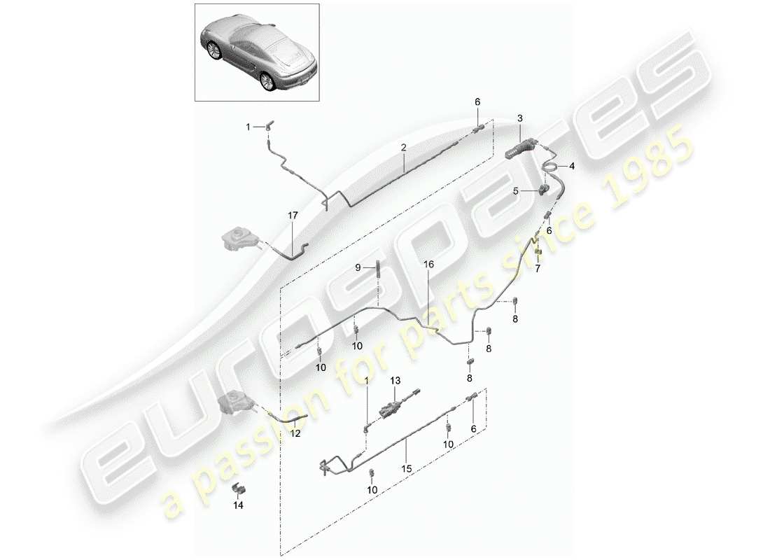 porsche 2015 (981 cayman) azionamento della frizione diagramma delle parti