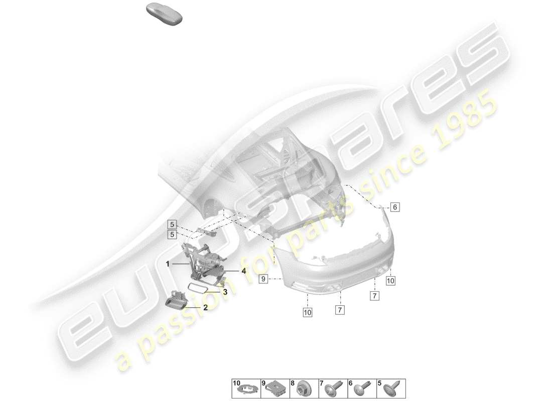 porsche 2019 (992-1) diagramma delle parti del paraurti