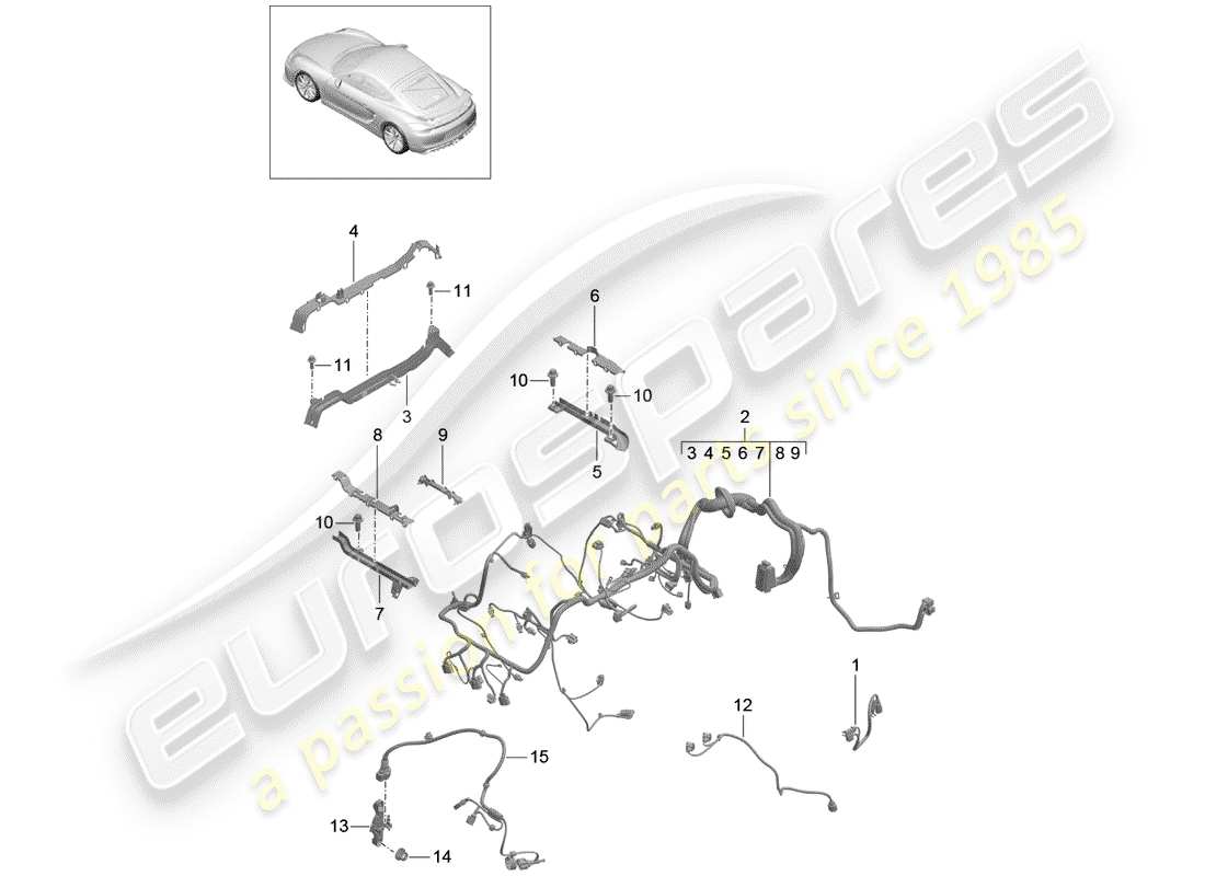 porsche 2016 (981 cayman gt4) cablaggi elettrici schema delle parti