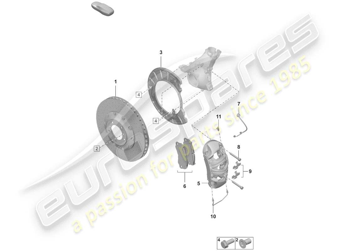 porsche 2020 (992-1) schema delle parti freni a disco