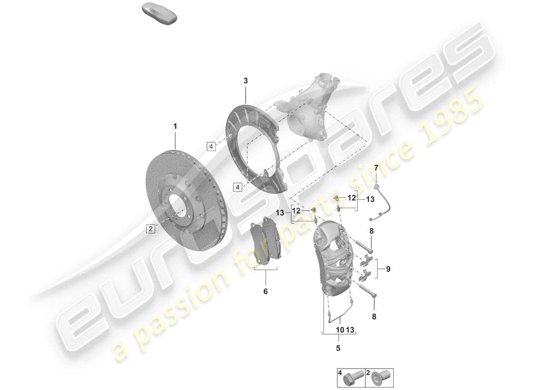 porsche 2019 (992-1) schema delle parti freni a disco