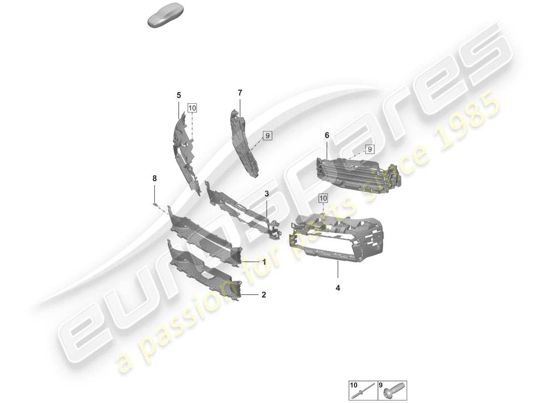porsche 2019 (992-1) diagramma delle parti del condotto dell'aria