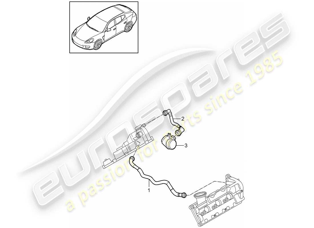 porsche 2013 (panamera 970) diagramma delle parti della linea di sfiato