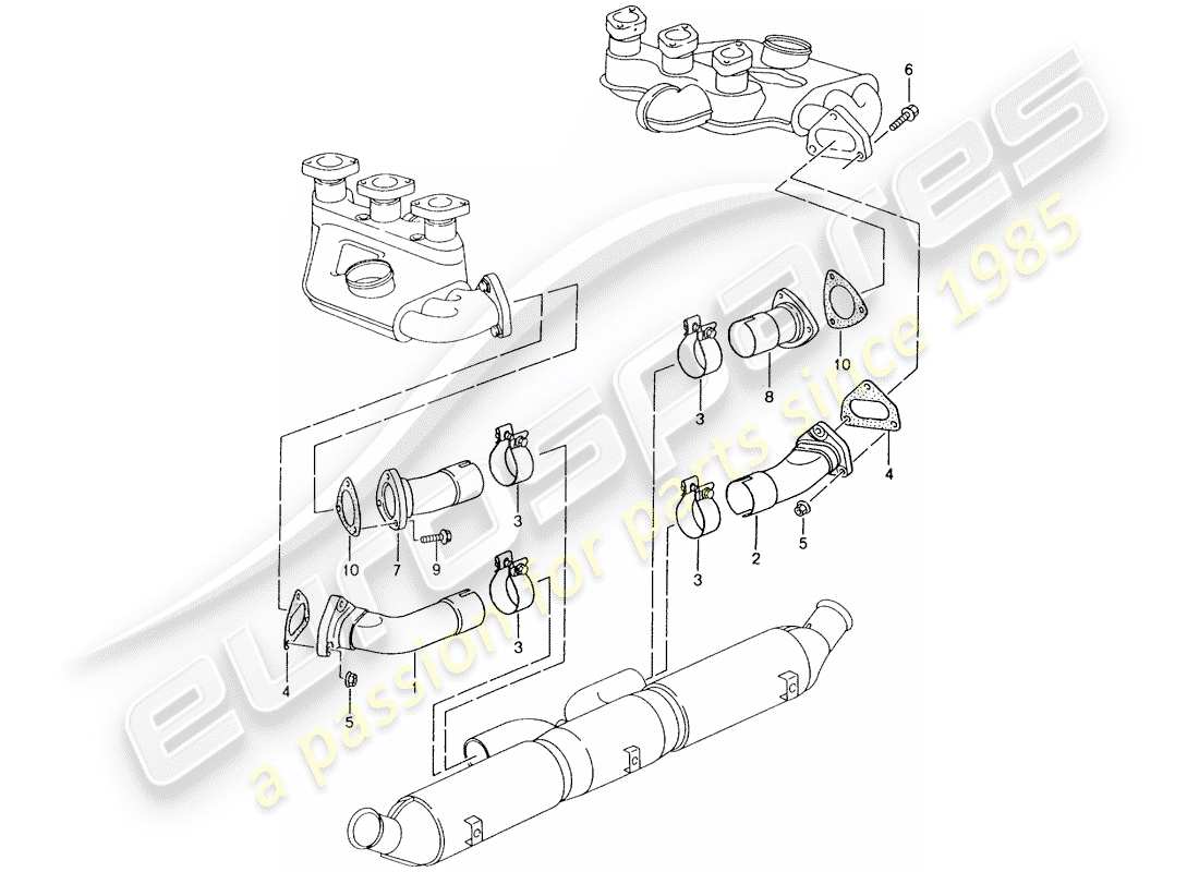 porsche 1995 (993) impianto di scarico - kit riparazione - vedi informazioni tecniche - gruppo 2 - nr. 2/98 diagramma delle parti