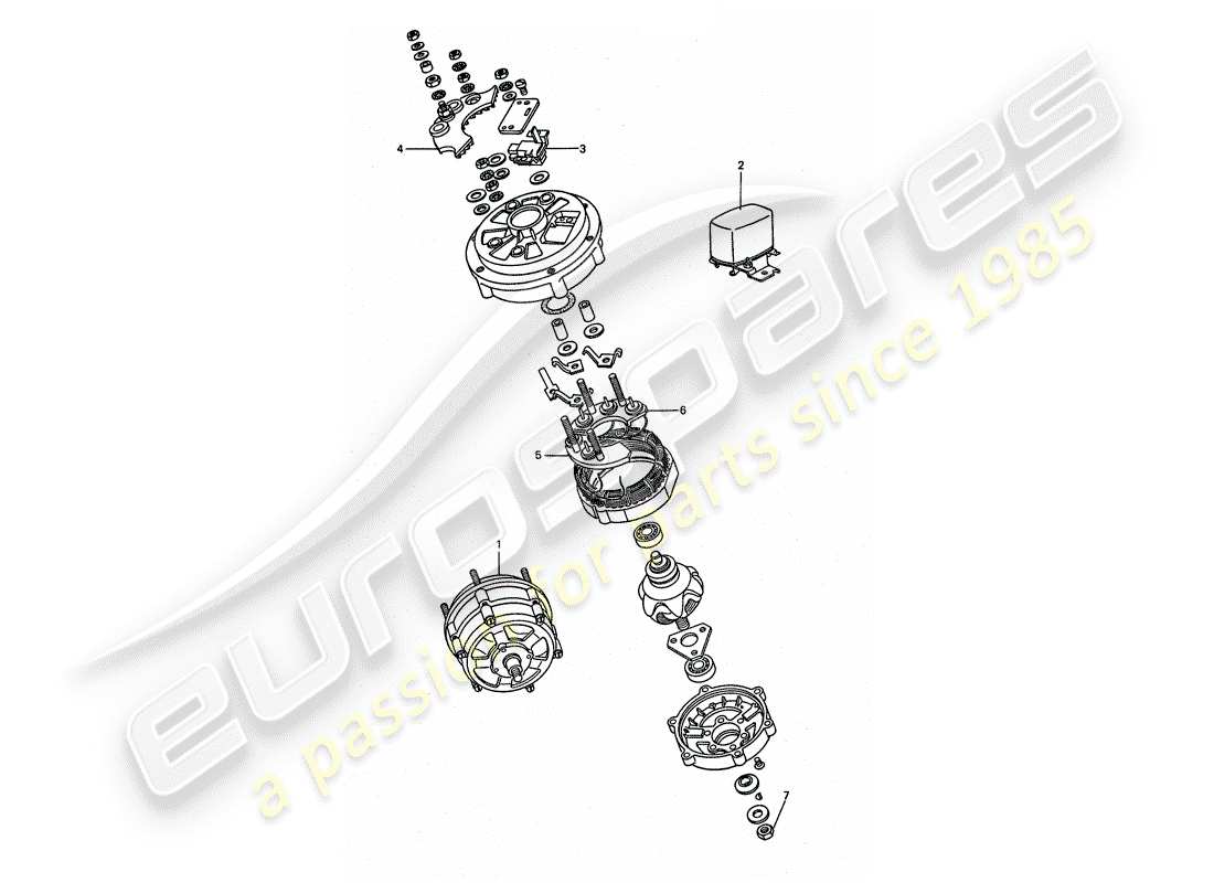 porsche 1975 (911 turbo) alternatore diagramma delle parti