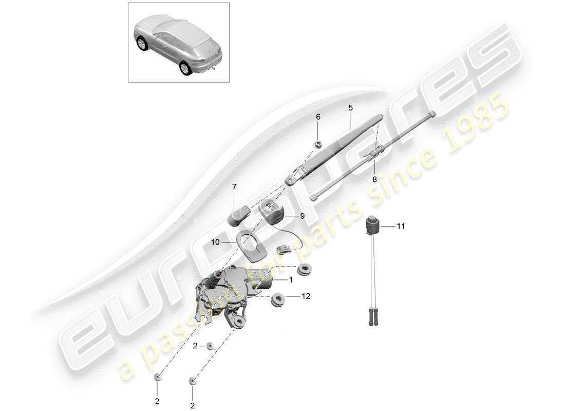 porsche 2018 (macan) tergicristallo posteriore diagramma delle parti