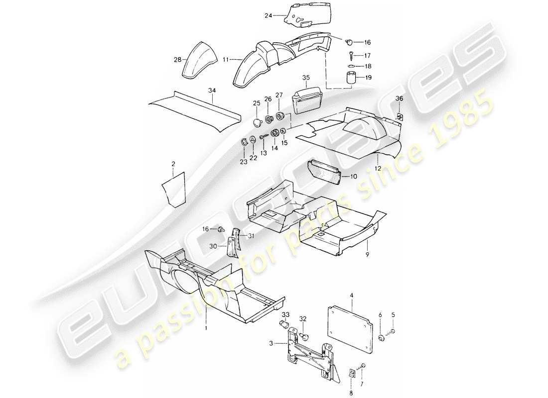 porsche 1994 (968) finiture diagramma delle parti