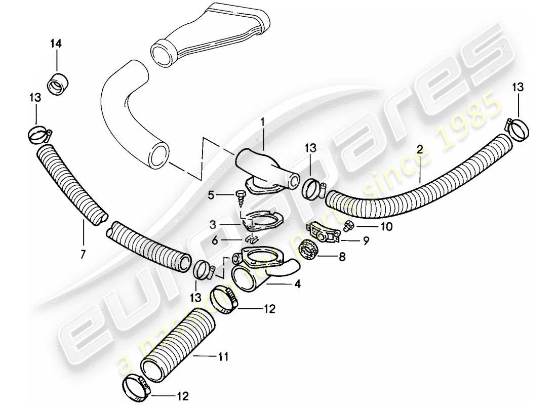 porsche 1986 (911) condotto dell'aria di raffreddamento diagramma delle parti