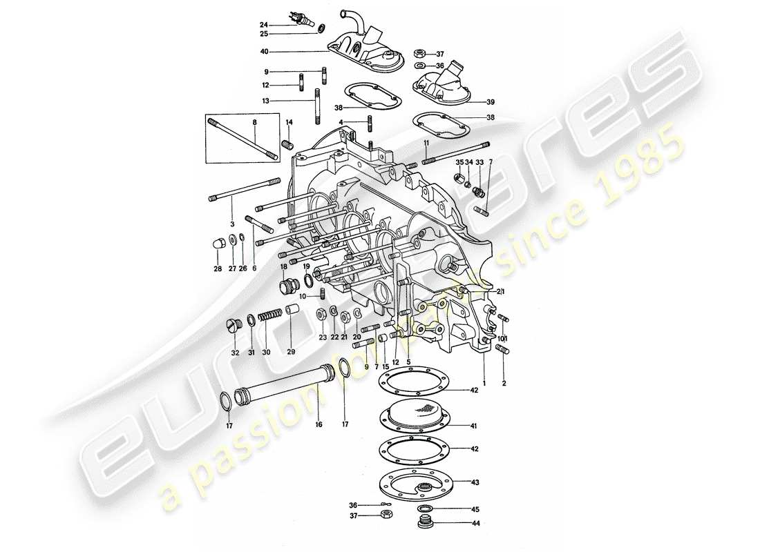 porsche 1977 (911) basamento - set di riparazione per manutenzione - vedi illustrazione: esploso delle parti
