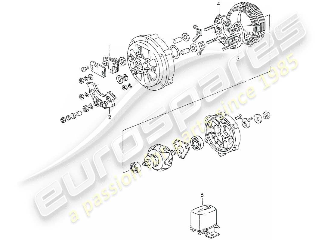 porsche 1973 (911) schema delle parti dell'alternatore