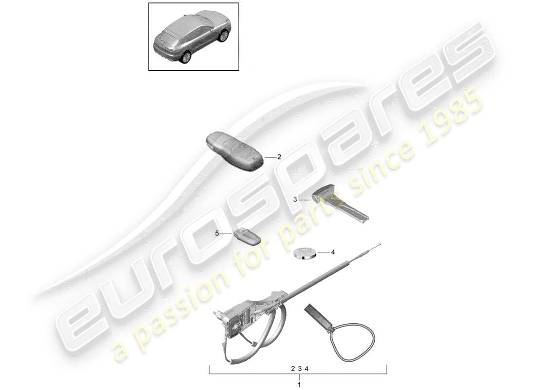 porsche 2019 (macan) 1 set di lucchetti diagramma delle parti