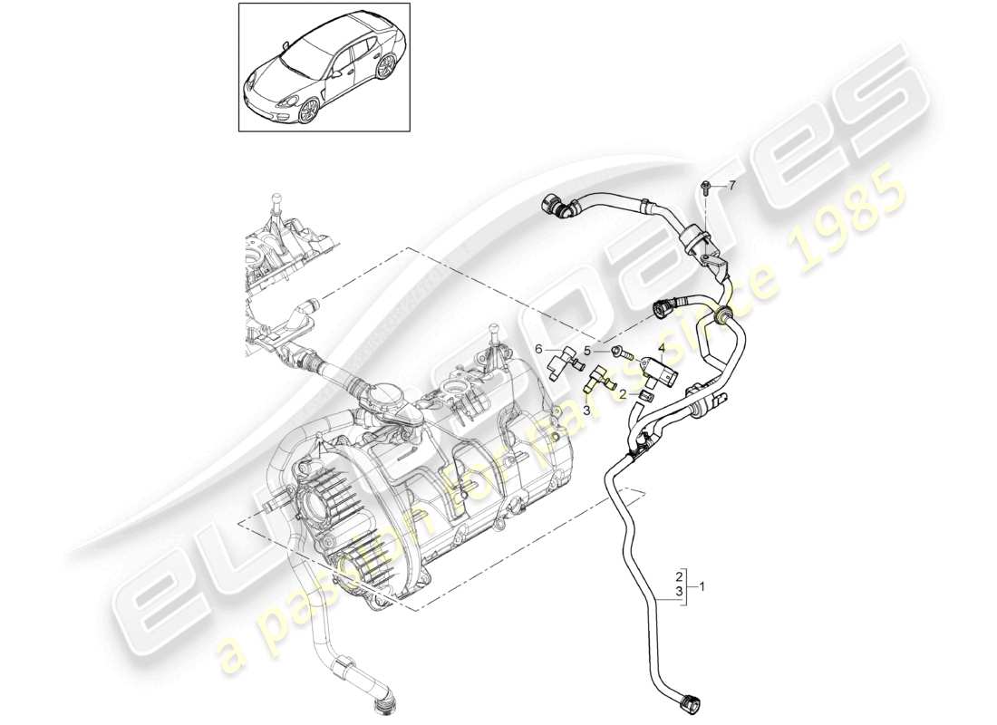 porsche 2012 (panamera 970) ventilazione del serbatoio diagramma delle parti