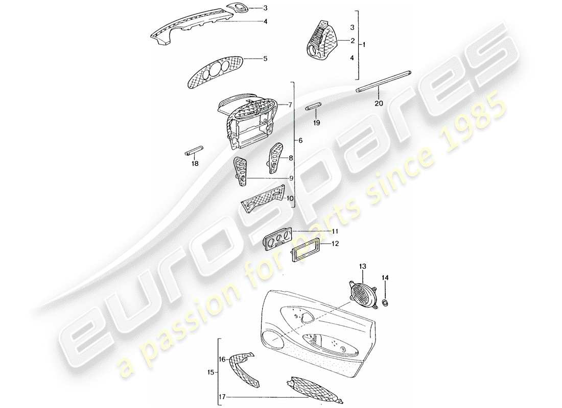 porsche tequipment catalogue (2008) passenger compartment part diagram