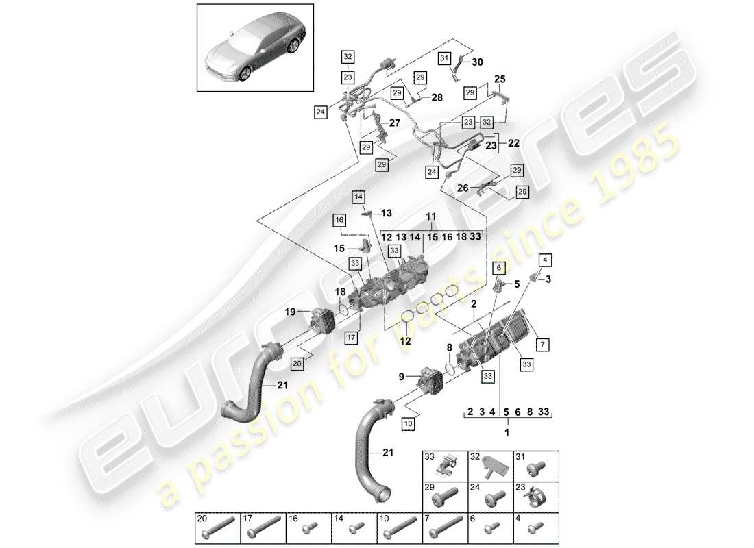 porsche 2019 (panamera 971-1) tubo di aspirazione diagramma delle parti