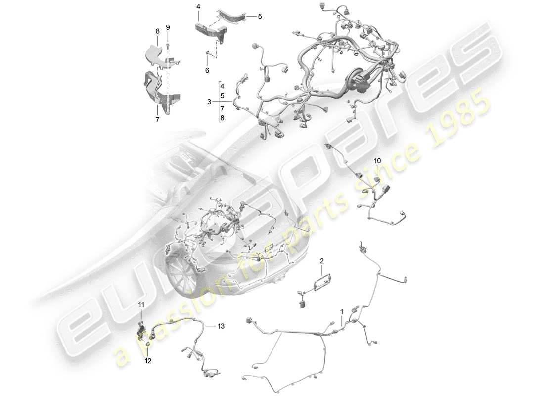 porsche 2018 (718 boxster) cablaggi elettrici schema delle parti