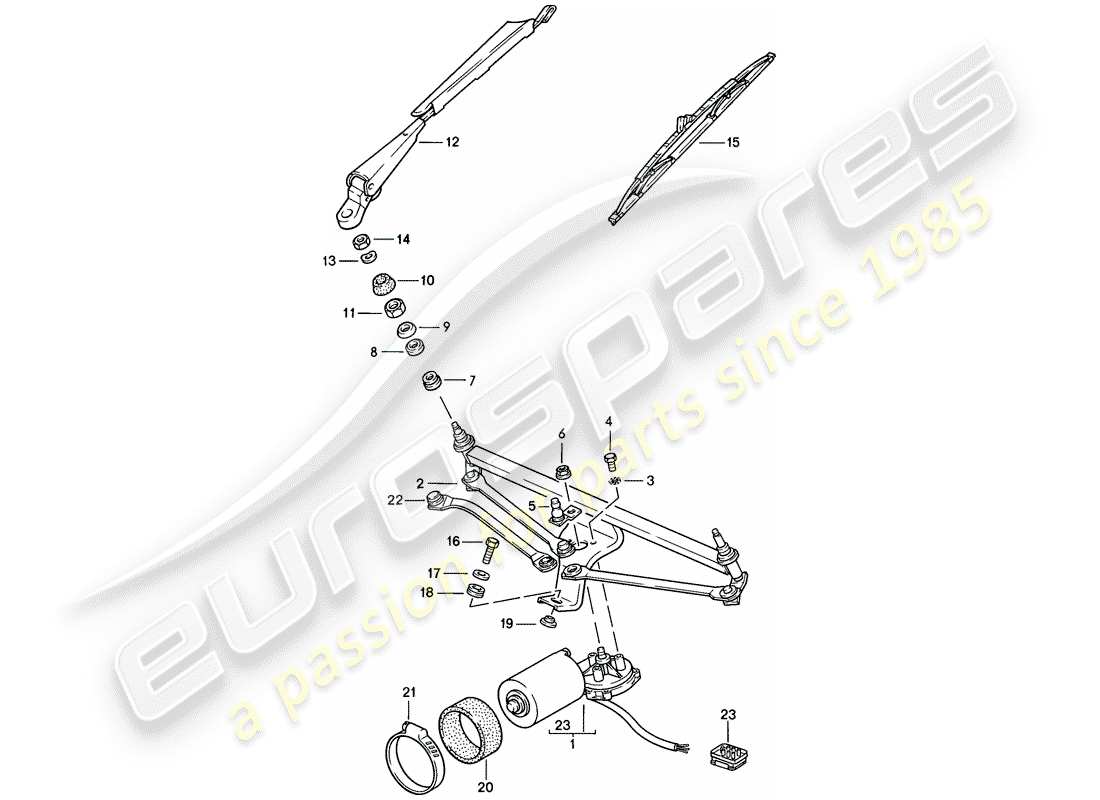 porsche 1983 (928) sistema tergicristallo diagramma delle parti