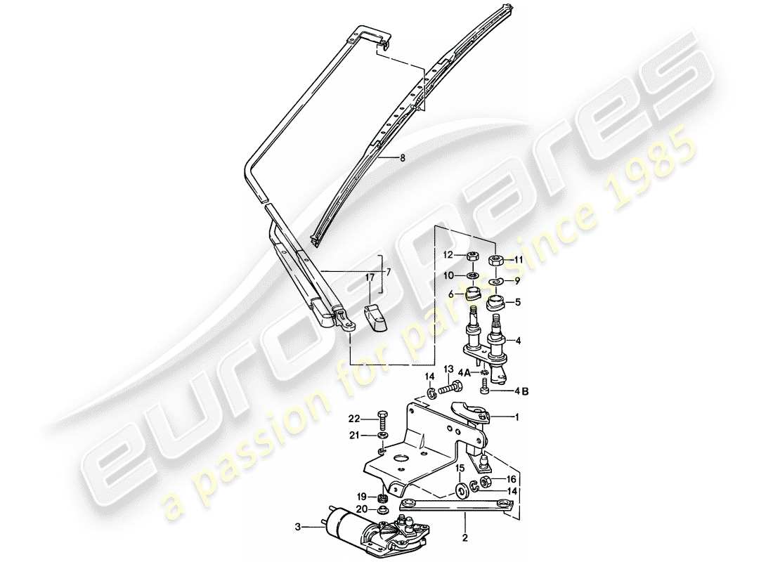 porsche 1982 (928) sistema tergicristallo diagramma delle parti