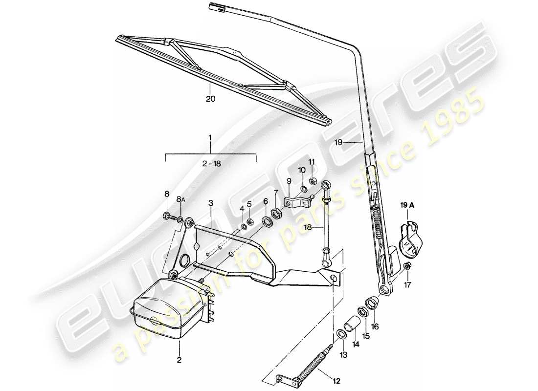 porsche 1982 (911) tergicristallo posteriore diagramma delle parti