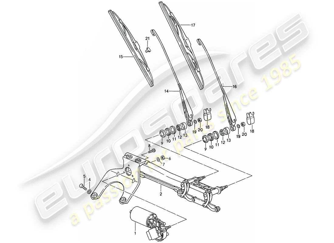 porsche 1998 (993) sistema tergicristallo diagramma delle parti