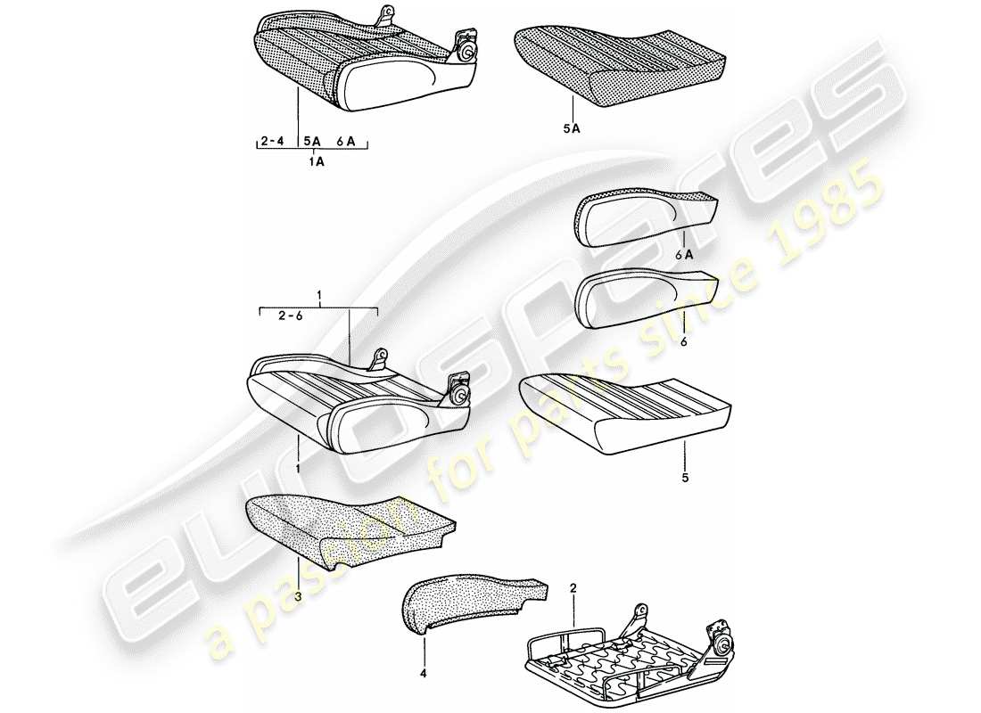 porsche 1982 (928) sedile sportivo - cuscino sedile - parti singole - d - mj 1980>> schema delle parti