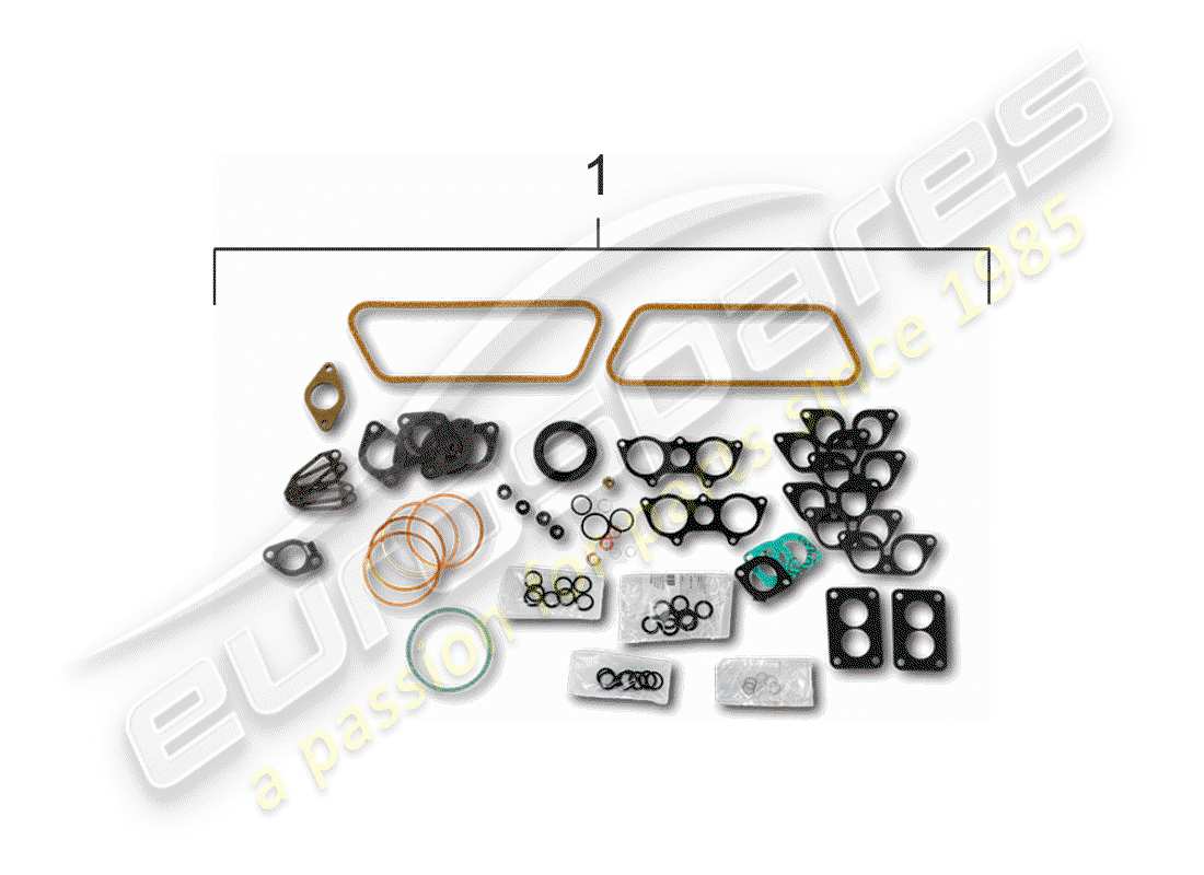 porsche 1963 (356b/356c) set guarnizioni - motore - basamento - segmenti pistone schema parte