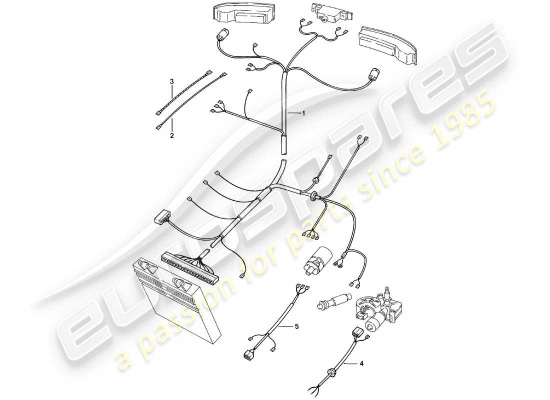 porsche 1981 (924) cablaggi - estremità posteriore diagramma delle parti