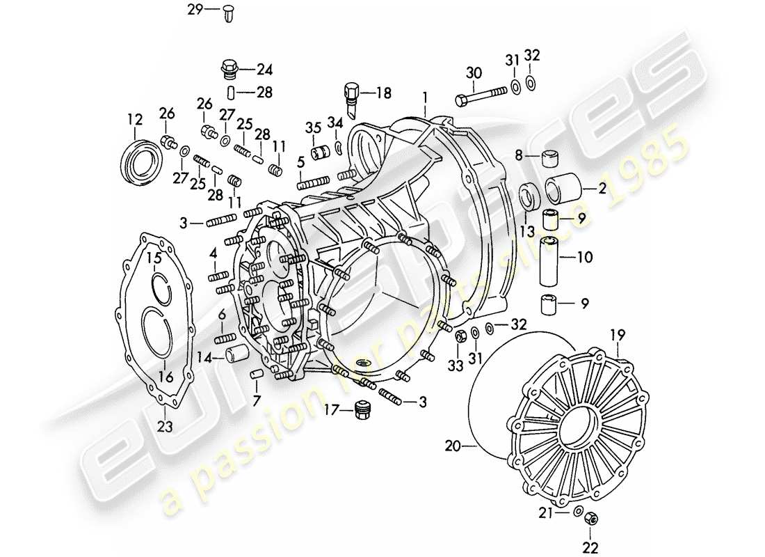 porsche 1973 (911) cassa trasmissione - tipo 915 - d - mj 1972>> diagramma delle parti