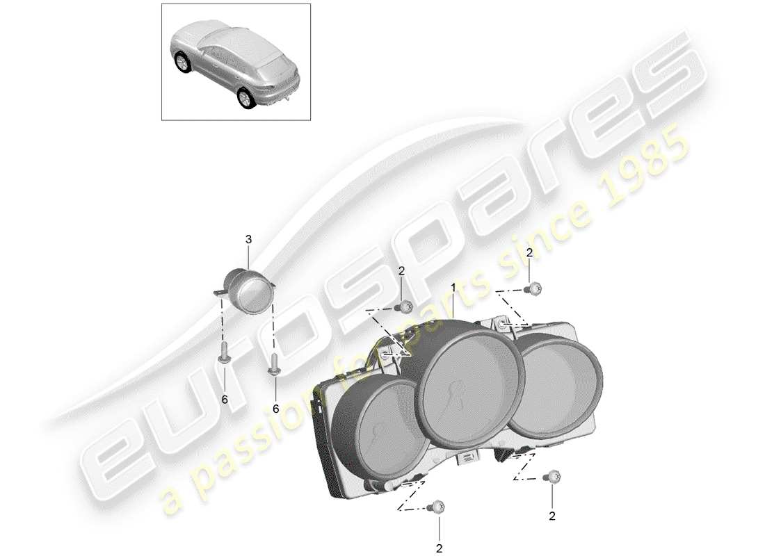 porsche 2018 (macan) diagramma delle parti quadro strumenti